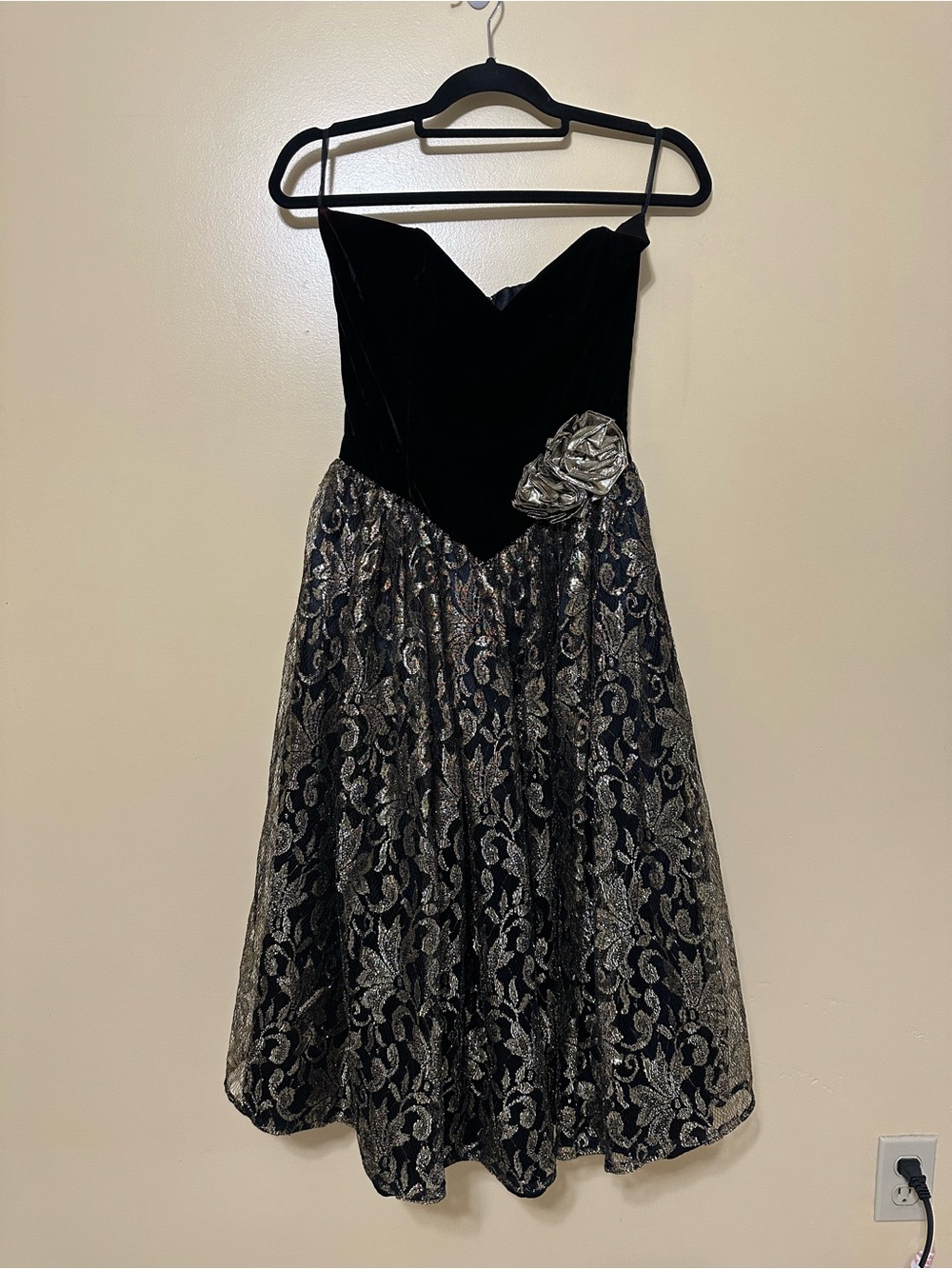 Gunne Sax Jessica McClintock VTG 1980 Strapless Velvet Lace Mini Dress Size 7